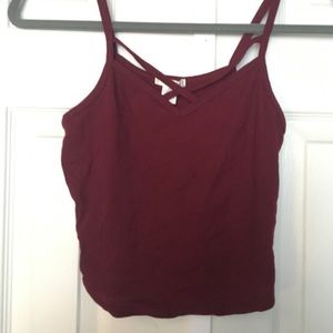 Maroon Spaghetti Strap Crop Top